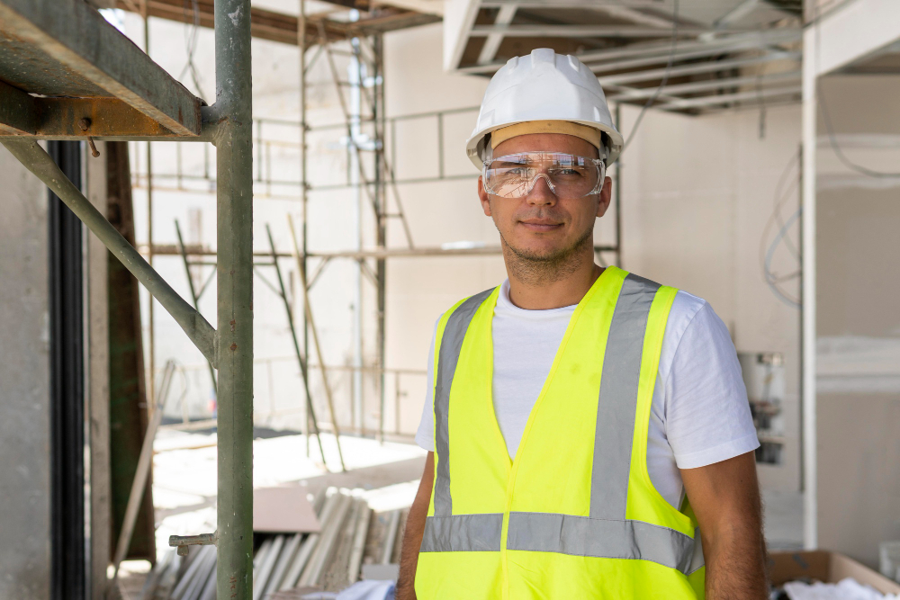 Bauarbeiter auf der Baustelle, der die Rolle lokaler Bildung bei der Entwicklung qualifizierter Fachkräfte darstellt.